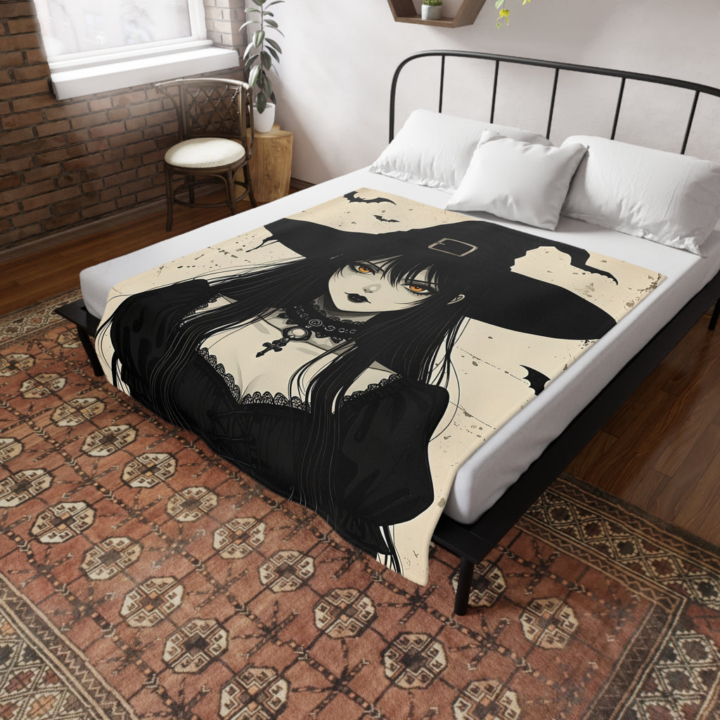 Witch Graphic Plush Fleece Blanket | Cozy Throw, Unique Home Decor, Gift for Birthdays, Cuddly Comfort, Halloween decor