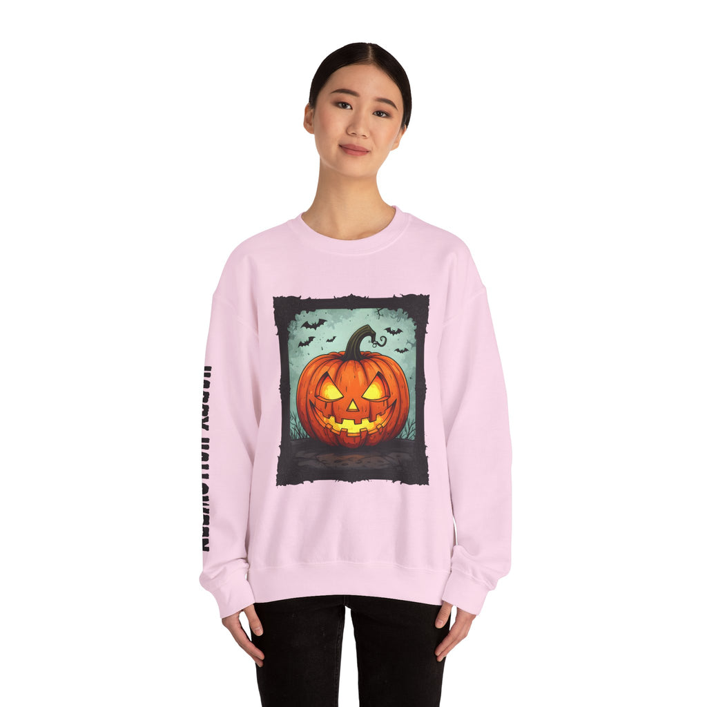 Halloween Pumpkin Crewneck Sweatshirt, Cozy Fall Apparel, Halloween Gift, Unisex Sweater, Spooky Season Wear, Pumpkin Decor