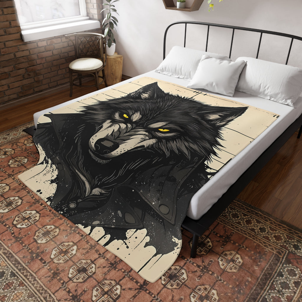 Wolf Graphic Plush Fleece Blanket | Cozy Throw for Animal Lovers, Unique Home Decor, Gift for Birthdays, Cuddly Comfort