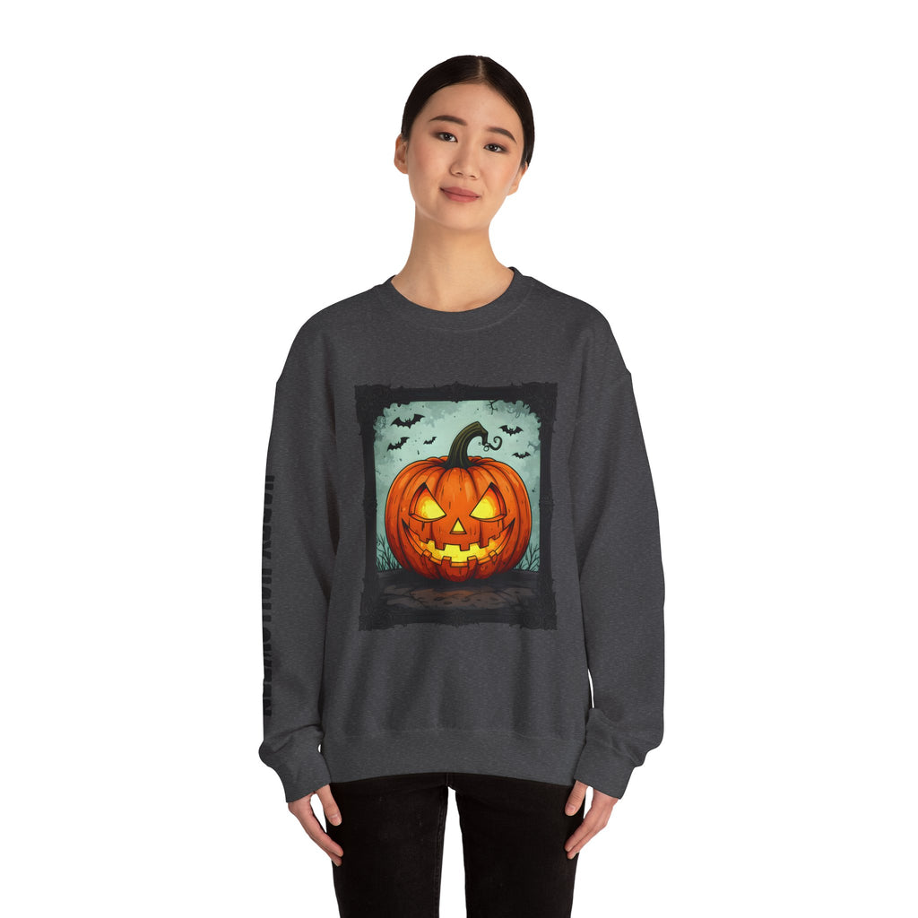 Halloween Pumpkin Crewneck Sweatshirt, Cozy Fall Apparel, Halloween Gift, Unisex Sweater, Spooky Season Wear, Pumpkin Decor