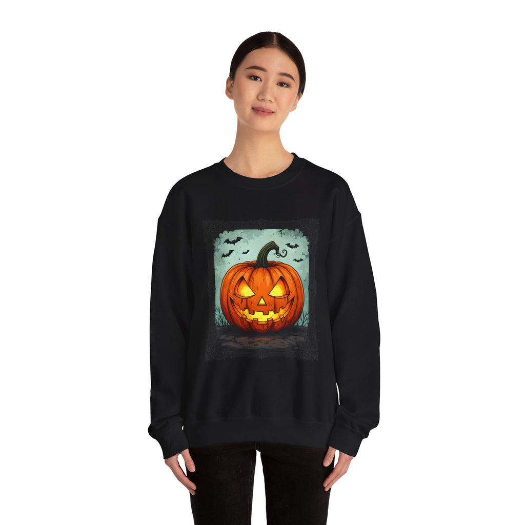 Halloween Pumpkin Crewneck Sweatshirt, Cozy Fall Apparel, Halloween Gift, Unisex Sweater, Spooky Season Wear, Pumpkin Decor
