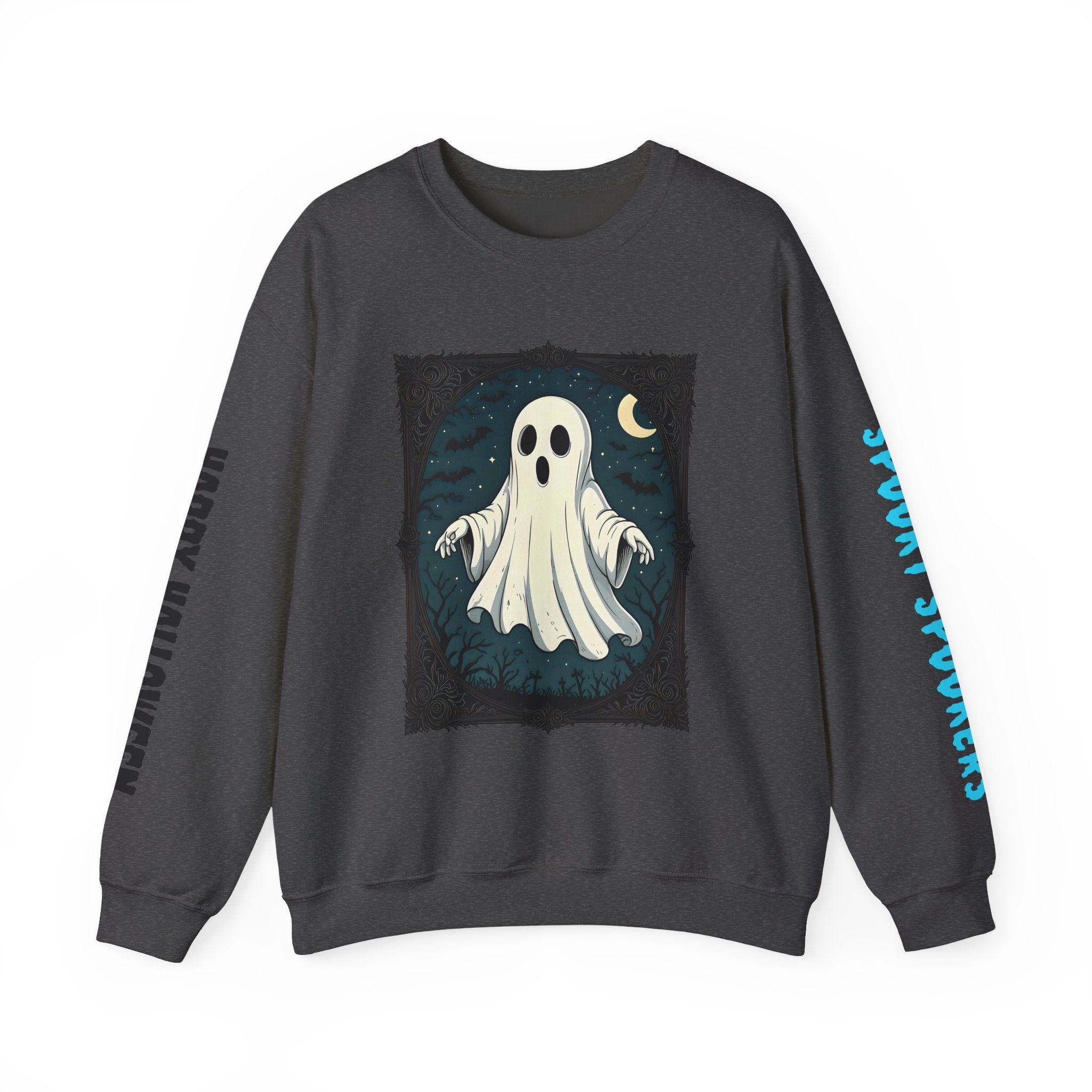 Spooky Ghost Crewneck Sweatshirt, Cozy Fall Apparel, Halloween Gift, Unisex Sweater, Spooky Season Wear, ghost