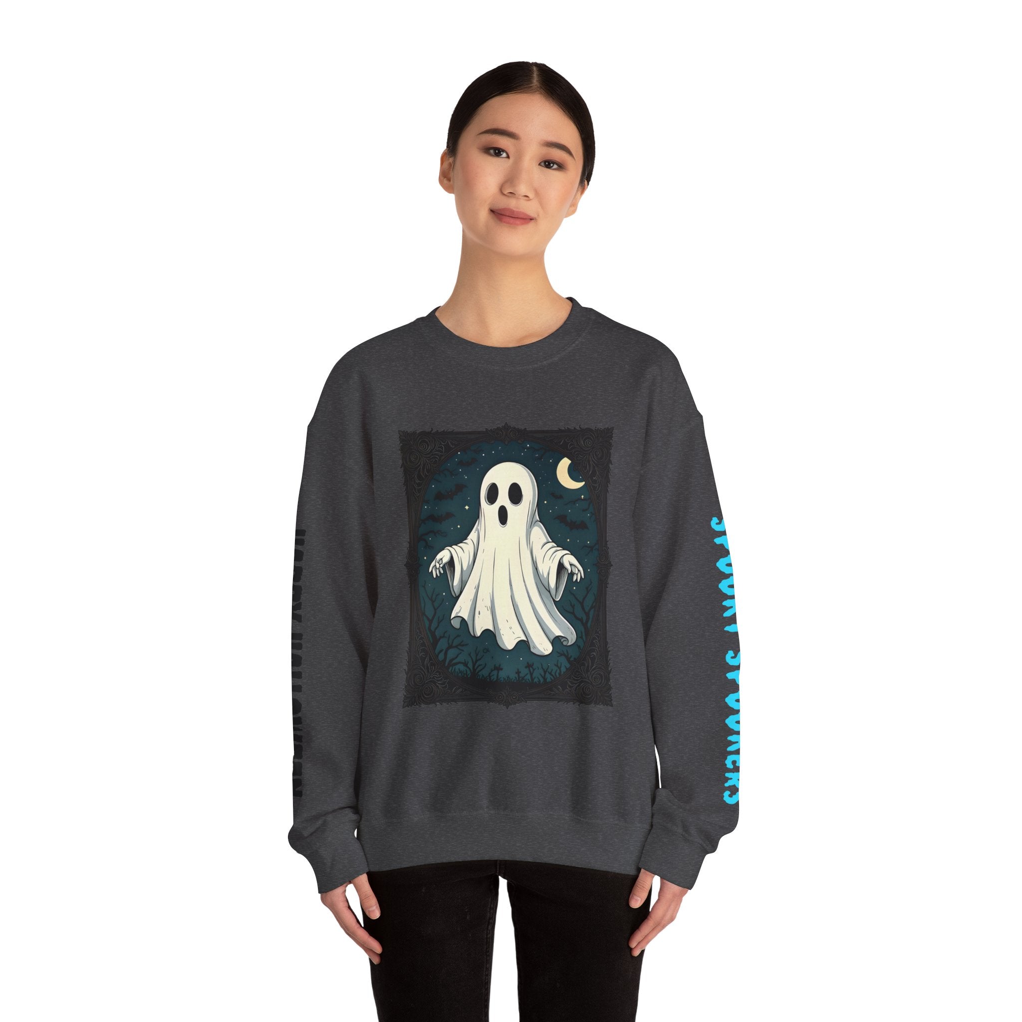 Spooky Ghost Crewneck Sweatshirt, Cozy Fall Apparel, Halloween Gift, Unisex Sweater, Spooky Season Wear, ghost