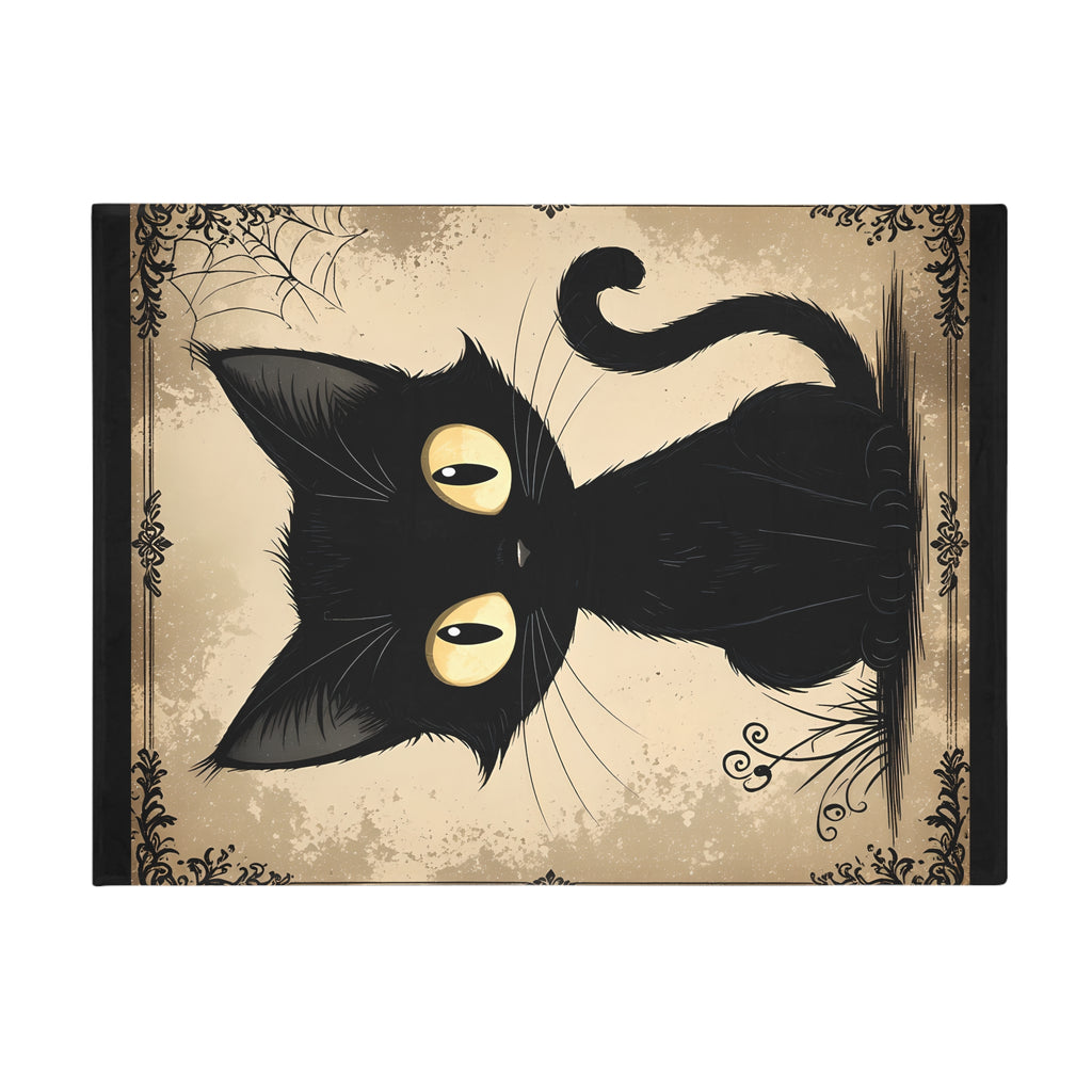 Black Cat Graphic Plush Fleece Blanket | Cozy Throw, Unique Home Decor, Gift for Birthdays, Cuddly Comfort, Halloween decor