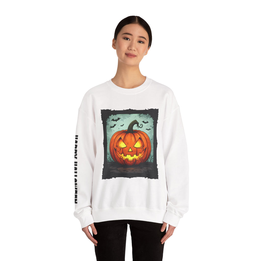 Halloween Pumpkin Crewneck Sweatshirt, Cozy Fall Apparel, Halloween Gift, Unisex Sweater, Spooky Season Wear, Pumpkin Decor