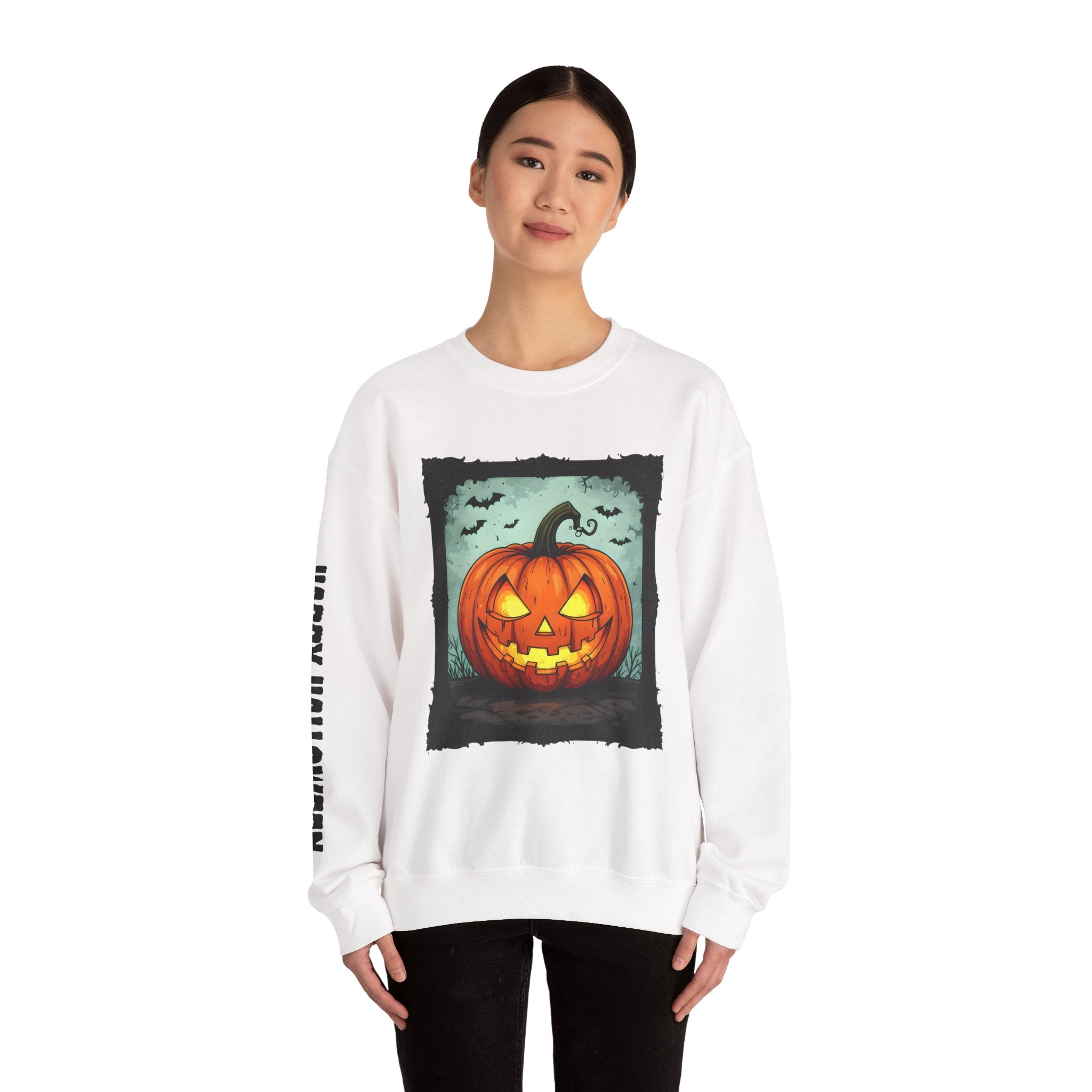 Halloween Pumpkin Crewneck Sweatshirt, Cozy Fall Apparel, Halloween Gift, Unisex Sweater, Spooky Season Wear, Pumpkin Decor