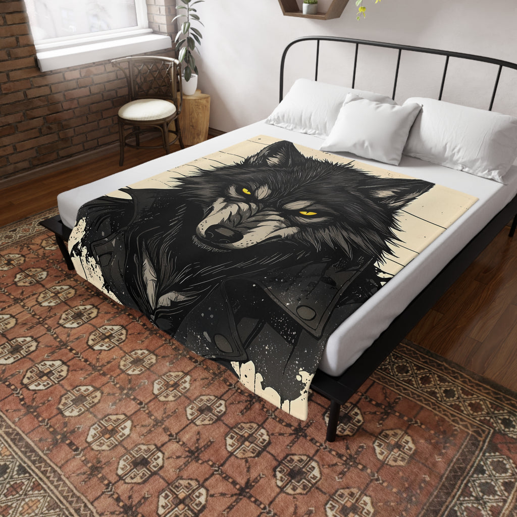 Wolf Graphic Plush Fleece Blanket | Cozy Throw for Animal Lovers, Unique Home Decor, Gift for Birthdays, Cuddly Comfort