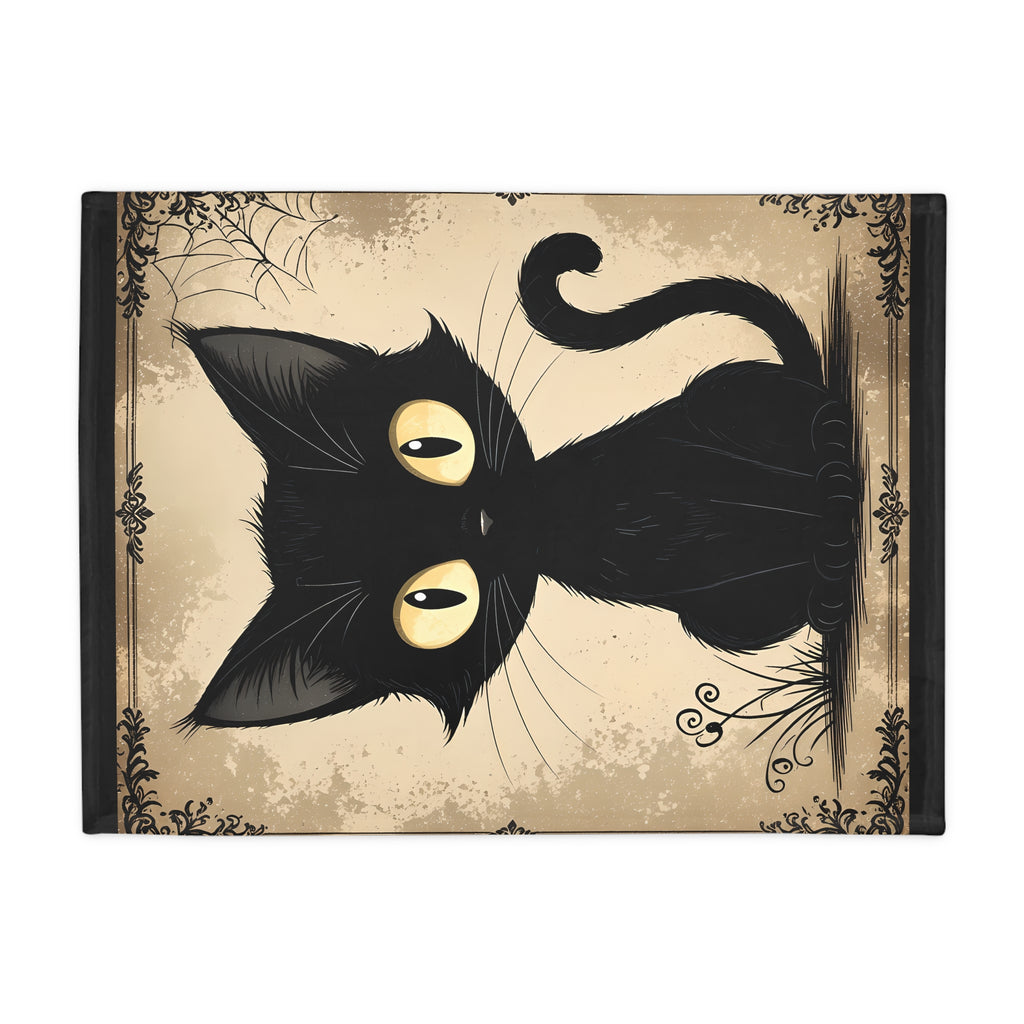 Black Cat Graphic Plush Fleece Blanket | Cozy Throw, Unique Home Decor, Gift for Birthdays, Cuddly Comfort, Halloween decor