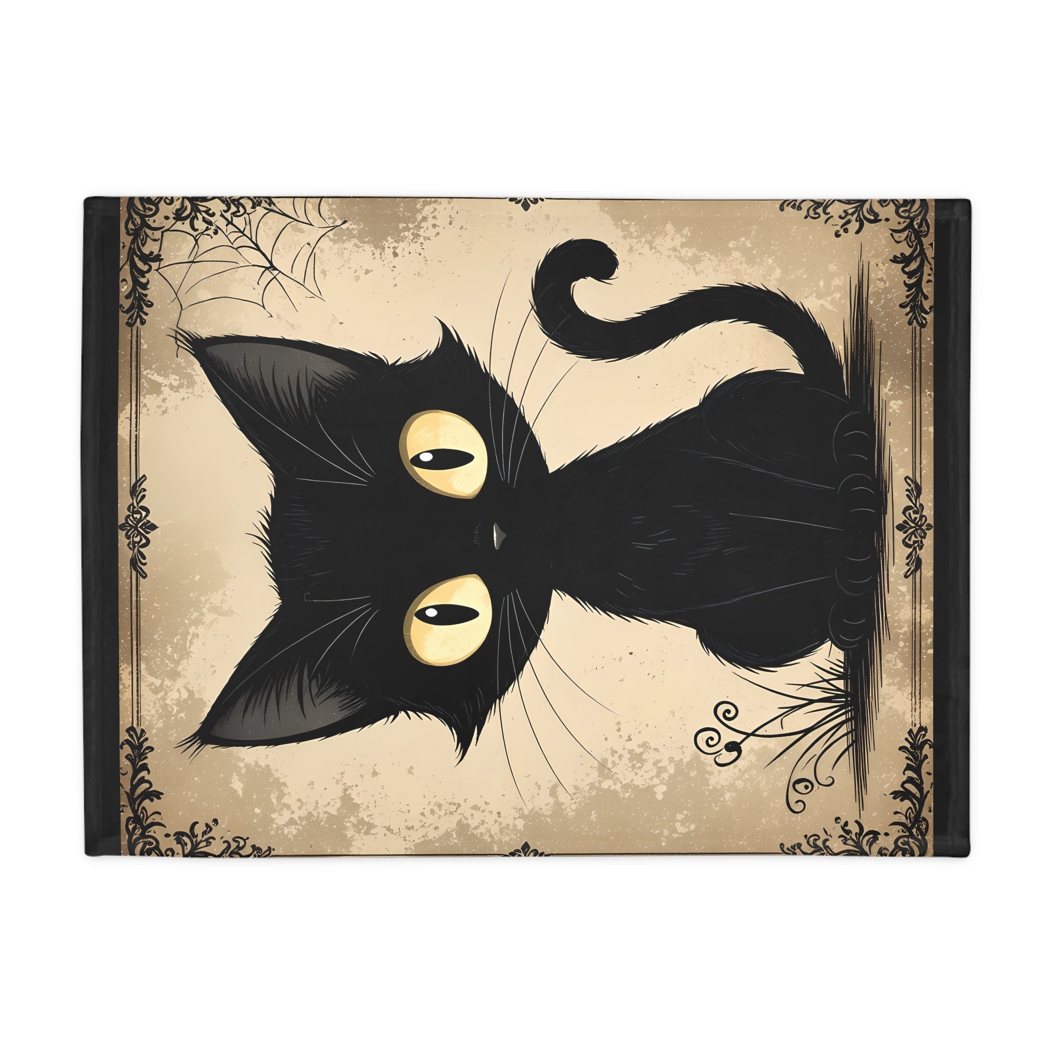 Black Cat Graphic Plush Fleece Blanket | Cozy Throw, Unique Home Decor, Gift for Birthdays, Cuddly Comfort, Halloween decor