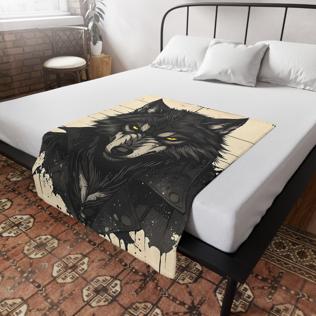 Wolf Graphic Plush Fleece Blanket | Cozy Throw for Animal Lovers, Unique Home Decor, Gift for Birthdays, Cuddly Comfort