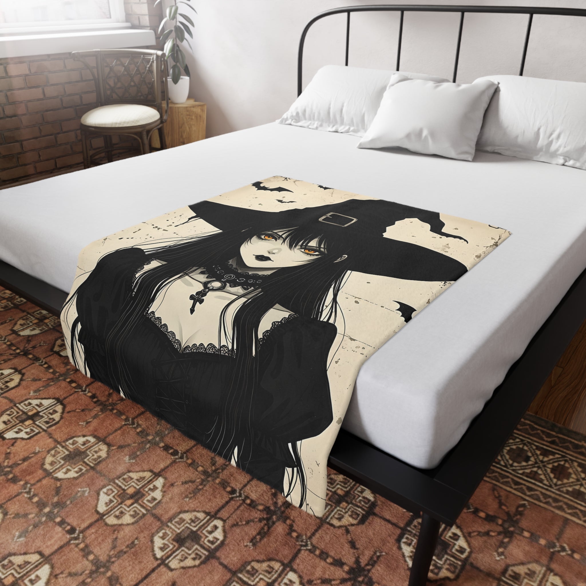 Witch Graphic Plush Fleece Blanket | Cozy Throw, Unique Home Decor, Gift for Birthdays, Cuddly Comfort, Halloween decor