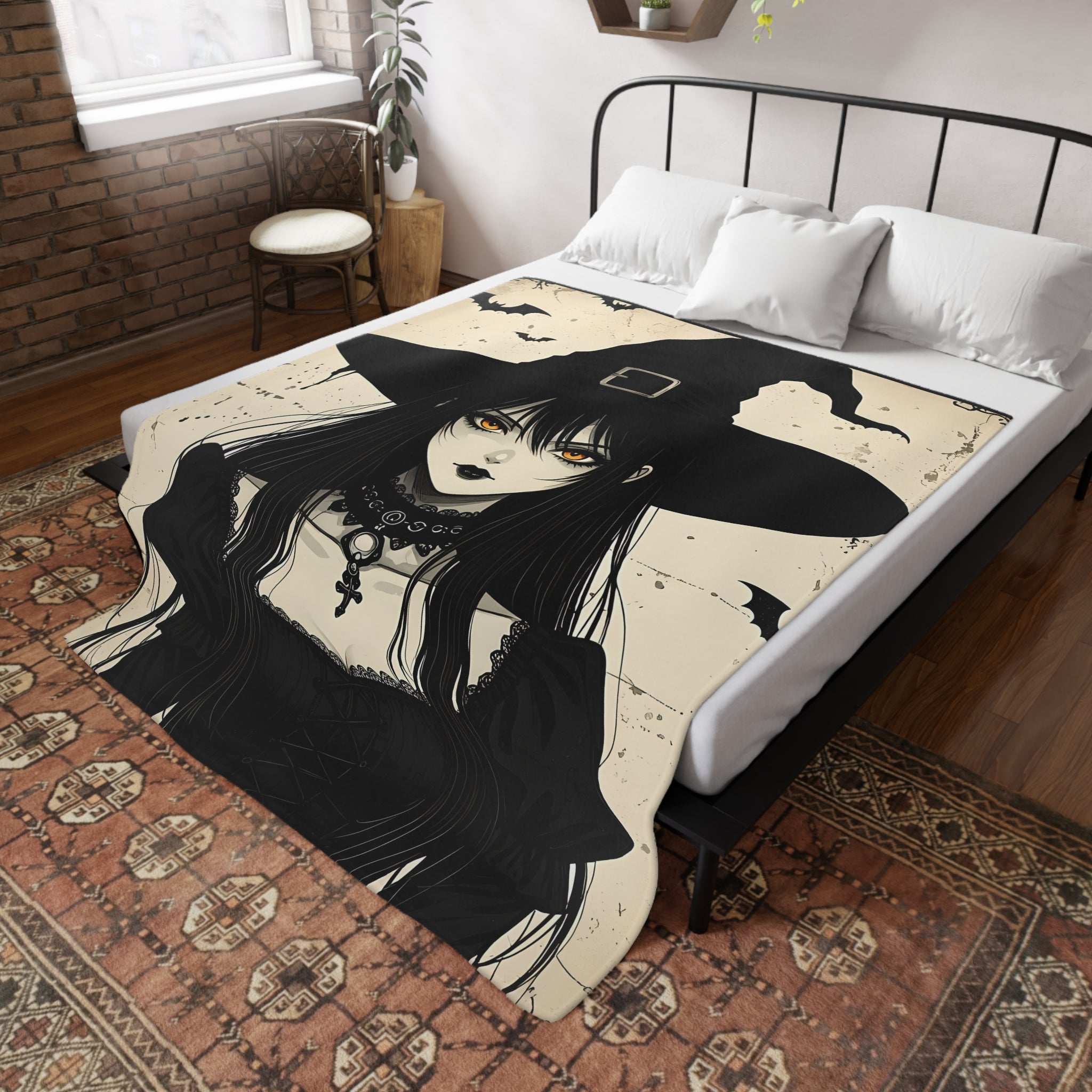 Witch Graphic Plush Fleece Blanket | Cozy Throw, Unique Home Decor, Gift for Birthdays, Cuddly Comfort, Halloween decor