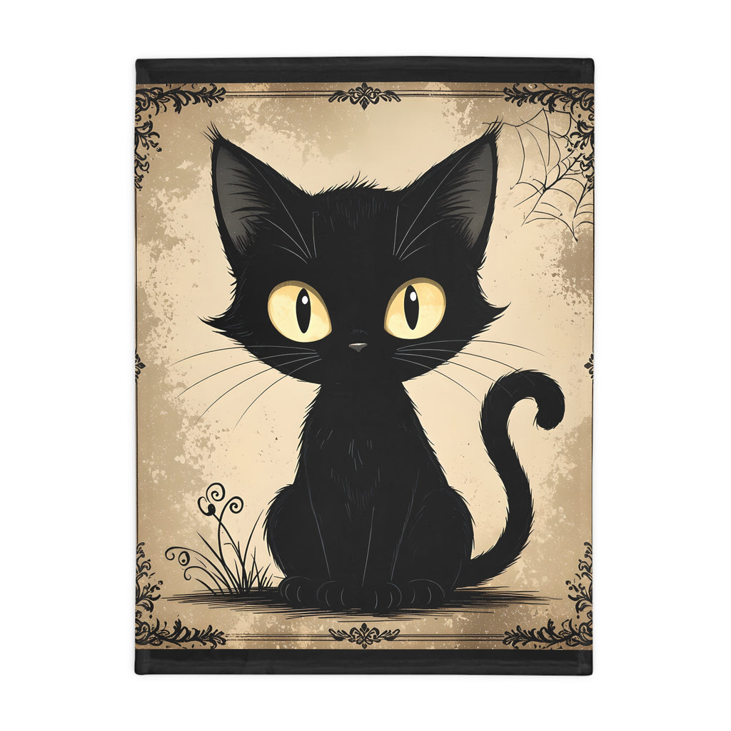 Black Cat Graphic Plush Fleece Blanket | Cozy Throw, Unique Home Decor, Gift for Birthdays, Cuddly Comfort, Halloween decor
