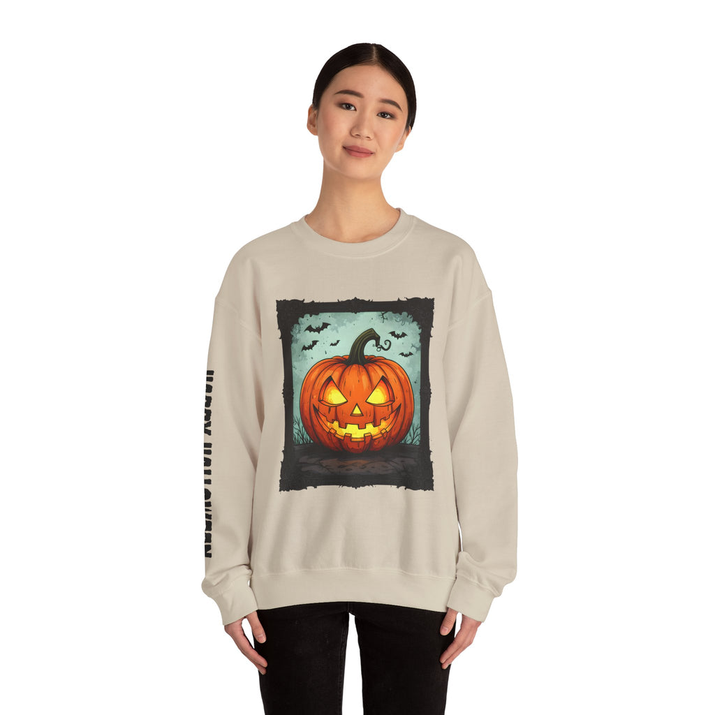 Halloween Pumpkin Crewneck Sweatshirt, Cozy Fall Apparel, Halloween Gift, Unisex Sweater, Spooky Season Wear, Pumpkin Decor