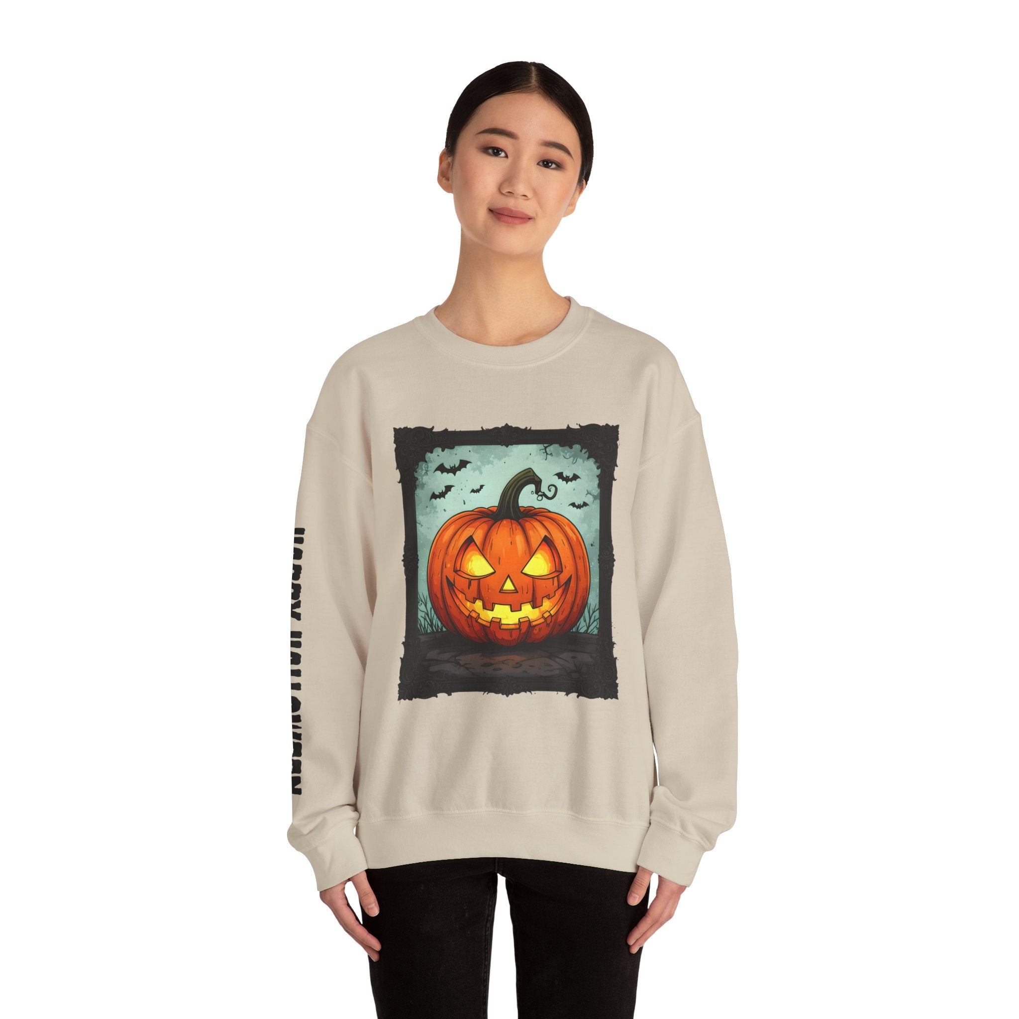 Halloween Pumpkin Crewneck Sweatshirt, Cozy Fall Apparel, Halloween Gift, Unisex Sweater, Spooky Season Wear, Pumpkin Decor